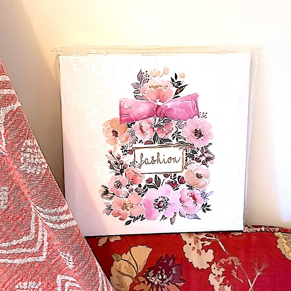 Canvas Art Fashion Floral Gold White Canvas 9 x 9 Small Space Solutions Dorm NEW